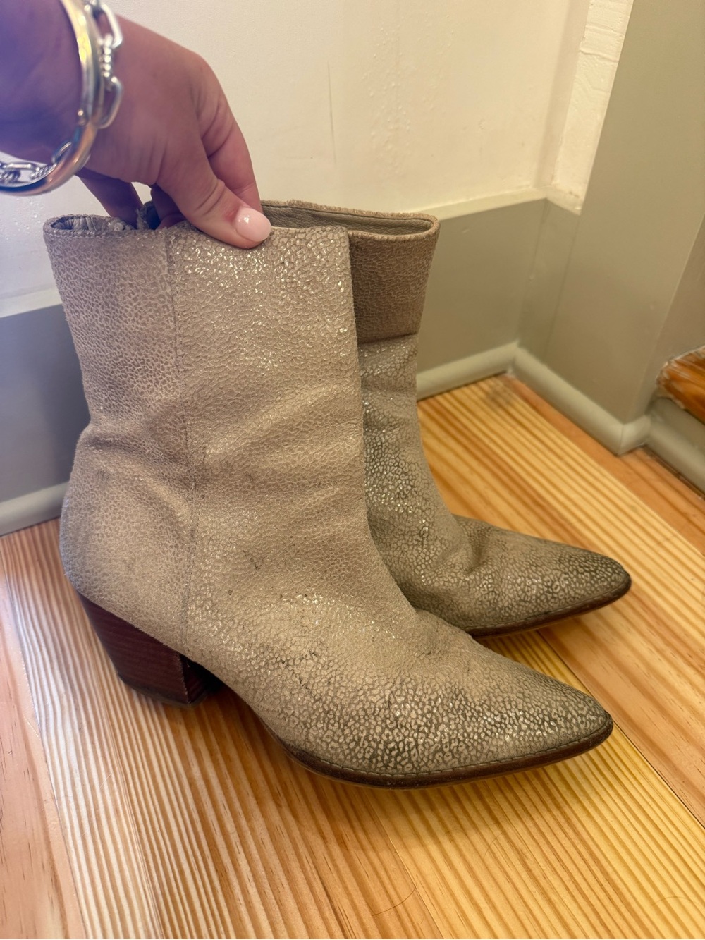 Matisse Taupe Textured Pointed-Toe Ankle Boots